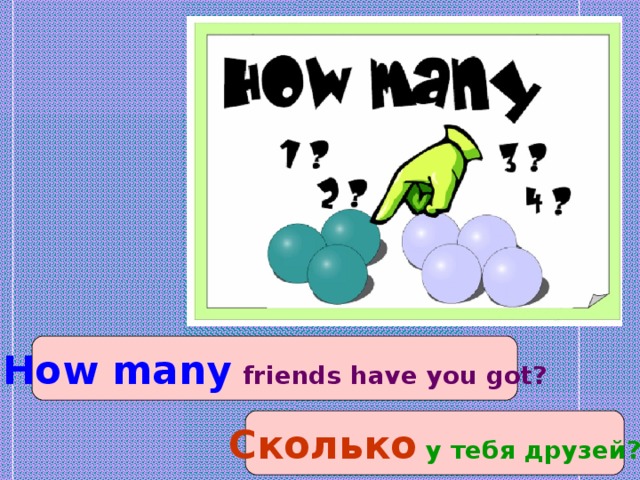 How many  friends have you got? Сколько у тебя друзей?