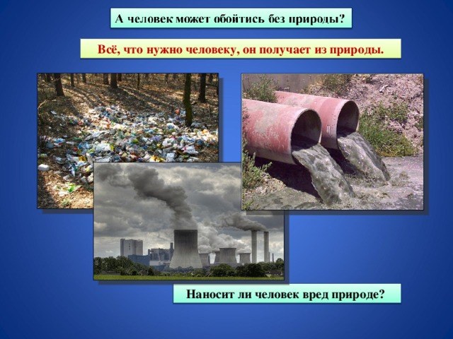 Всё, что нужно человеку, он получает из природы. Наносит ли человек вред природе?