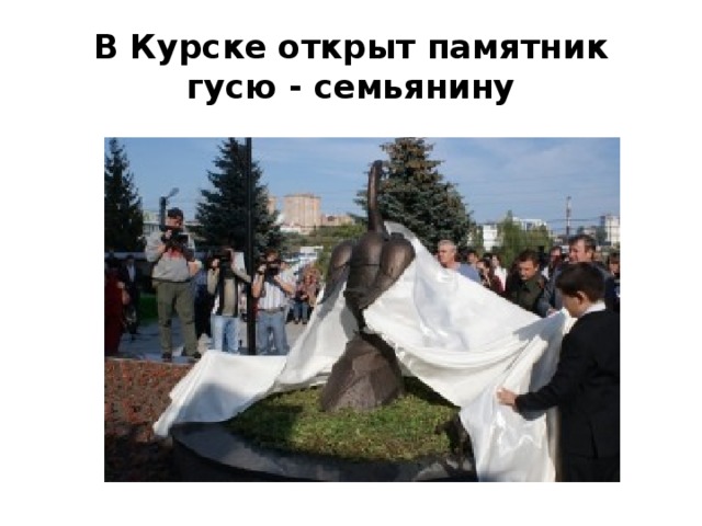 В Курске открыт памятник гусю - семьянину