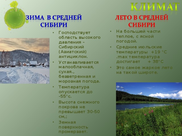 Средняя сибирь план