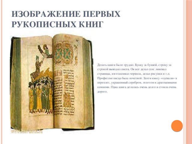 Изображение первых рукописных книг