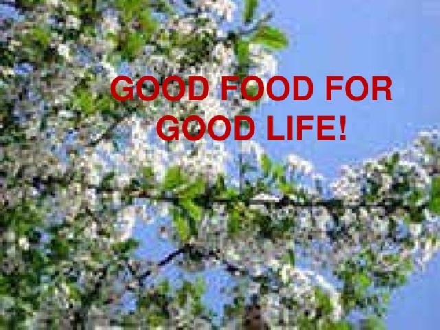 GOOD FOOD FOR GOOD LIFE! Good Food for good life! Полезная еда для хорошей жизни!