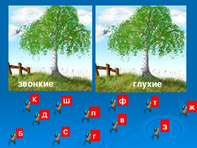 звонкие глухие К ф Ш т ж п Д в з С Б г