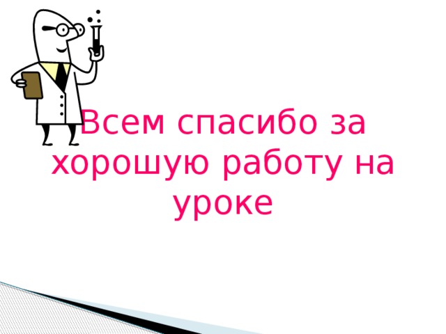 Всем спасибо за хорошую работу на уроке