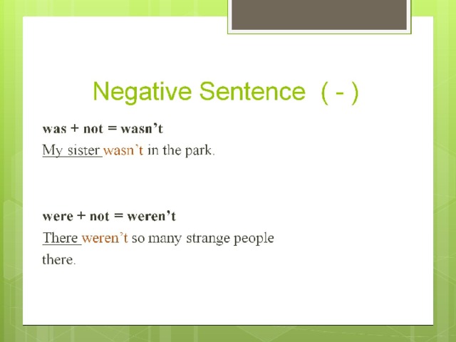 Negative Sentence ( - )