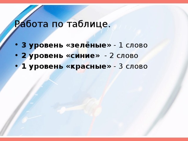 3 уровень «зелёные» 2 уровень «синие» 1 уровень «красные»