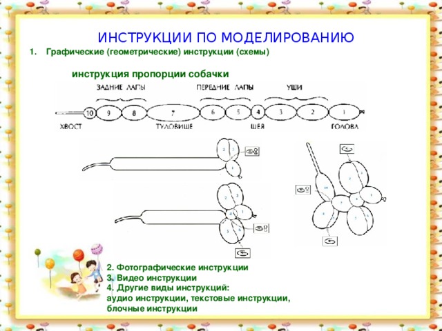 Схема как сделать собаку из шарика колбаски