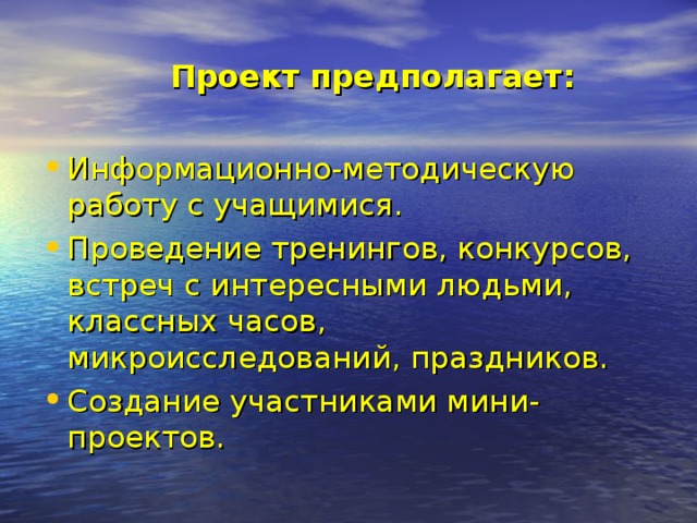 Проект предполагает: