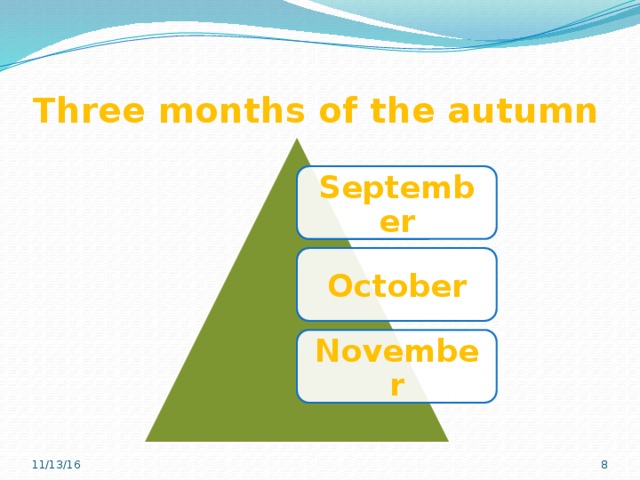 Three months of the autumn September October November 11/13/16 8