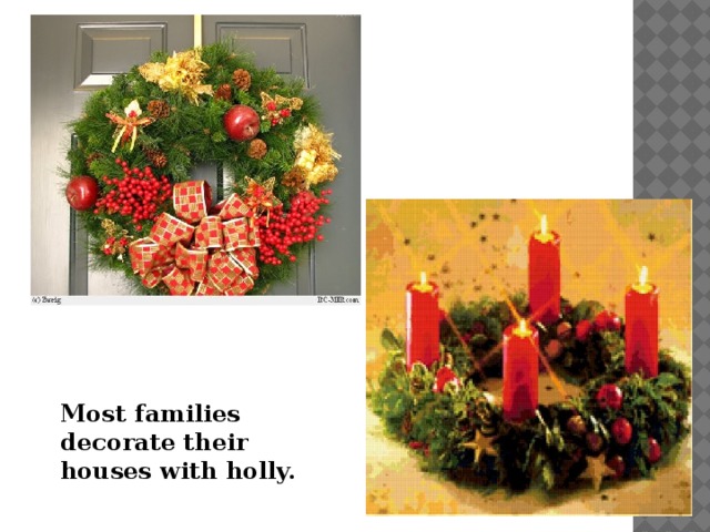 Most families decorate their houses with holly.