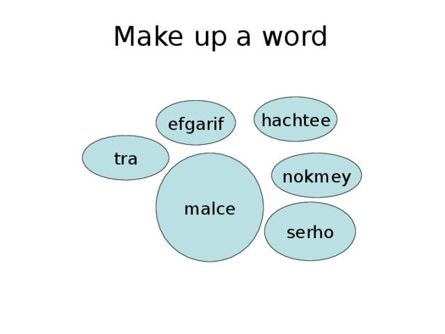 Make up a word hachtee efgarif tra malce nokmey serho