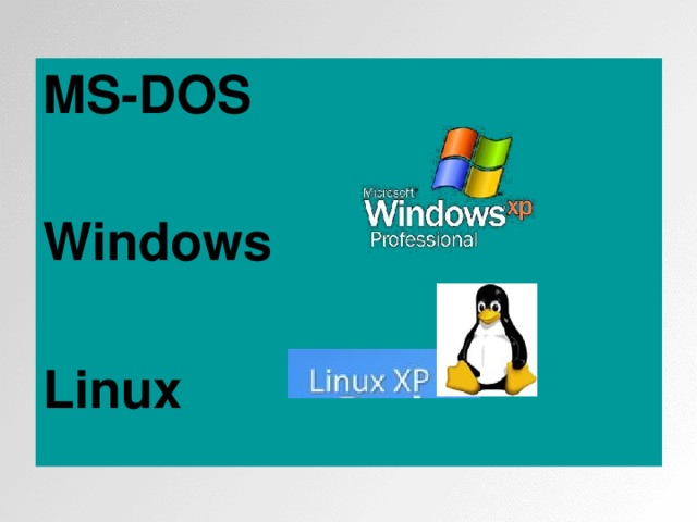 MS-DOS  Windows  Linux