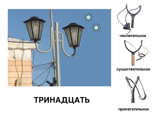 числительное существительное ТРИНАДЦАТЬ прилагательное