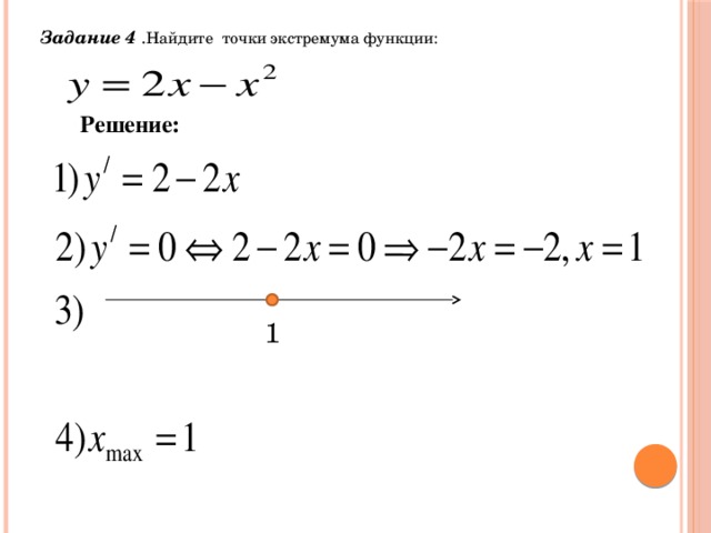 Задание 4 . Найдите точки экстремума функции: Решение: - + 1