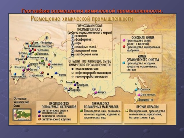 География размещения химической промышленности.