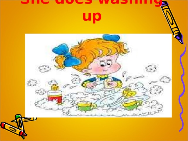 She does washing up