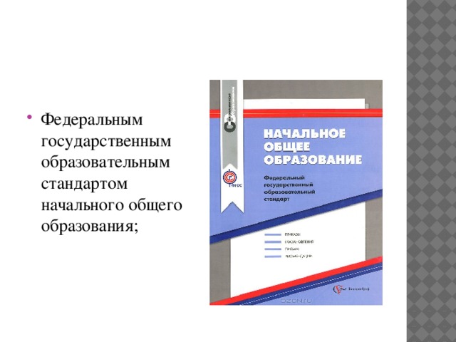 Федеральным государственным образовательным стандартом начального общего образования;