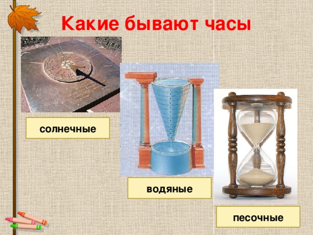 Какие бывают часы солнечные водяные песочные