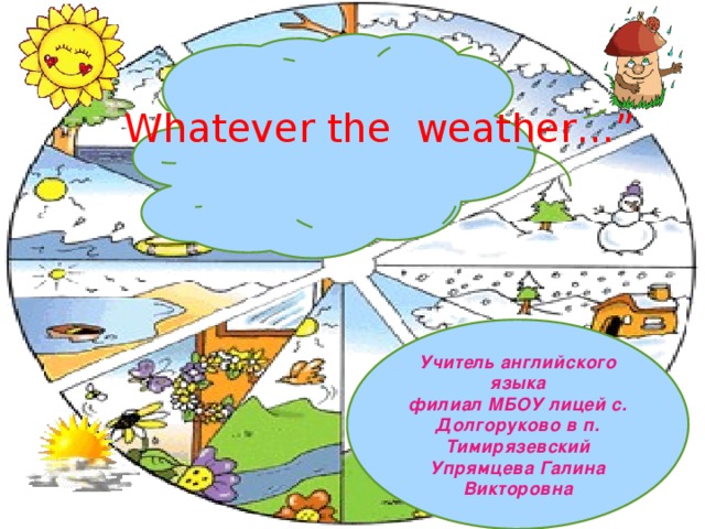 Whatever the weather…”  Учитель английского языка филиал МБОУ лицей с. Долгоруково в п. Тимирязевский Упрямцева Галина Викторовна