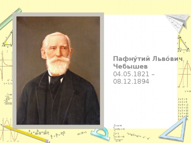 Пафну́тий Льво́вич Чебышев 04.05.1821 – 08.12.1894