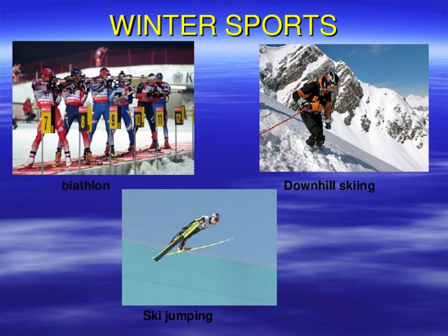 WINTER SPORTS biathlon Downhill skiing Ski jumping