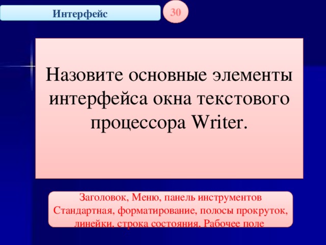 Из каких структурных элементов состоит интерфейс текстового процессора libreoffice