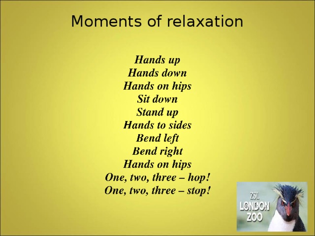 Moments of relaxation
