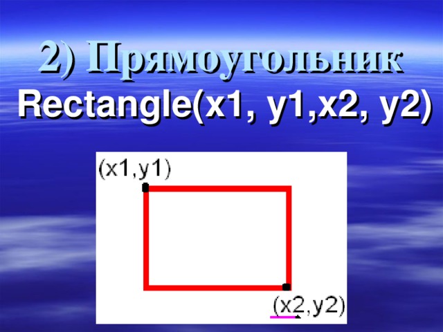 2)  Прямоугольник   Rectangle( х1, у1,х2, у2)