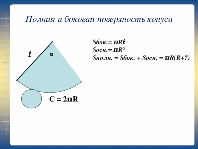 Боковая площадь конуса и цилиндра