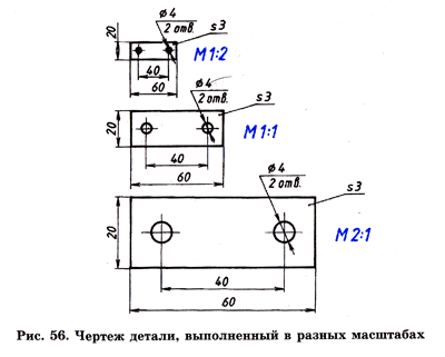 Какой из заданных чертежей выполнен в масштабе 2 1