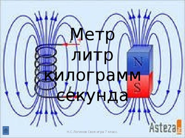 Метр  литр  килограмм  секунда Н.С.Логинов Своя игра 7 класс.