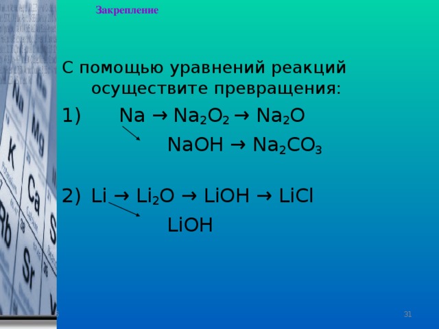 Химическая реакция li o2