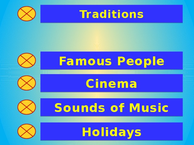 Traditions Famous People Cinema Sounds of Music Holidays