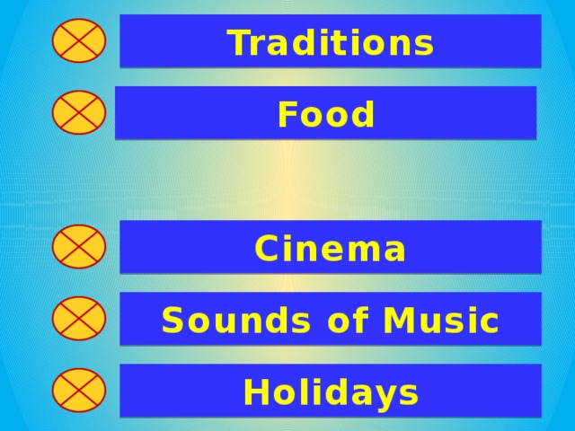 Traditions Food Cinema Sounds of Music Holidays