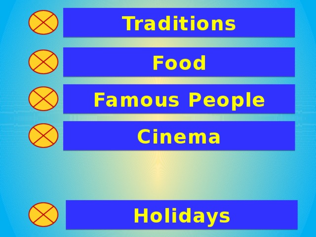 Traditions Food Famous People Cinema Holidays