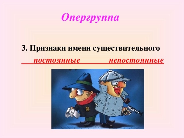 Опергруппа 3. Признаки имени существительного  постоянные непостоянные