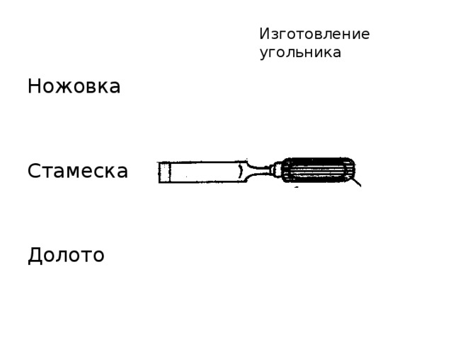 Изготовление угольника Ножовка Стамеска Долото