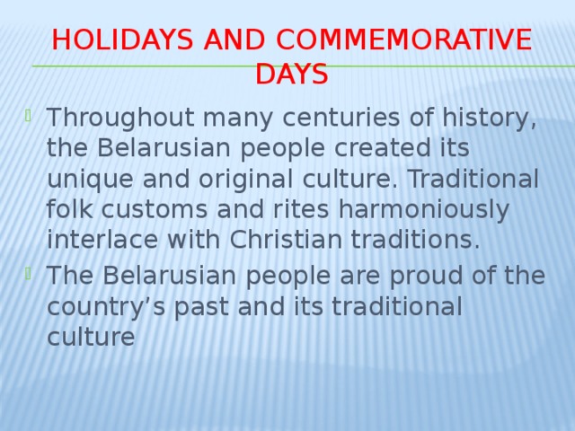 holidays and commemorative days