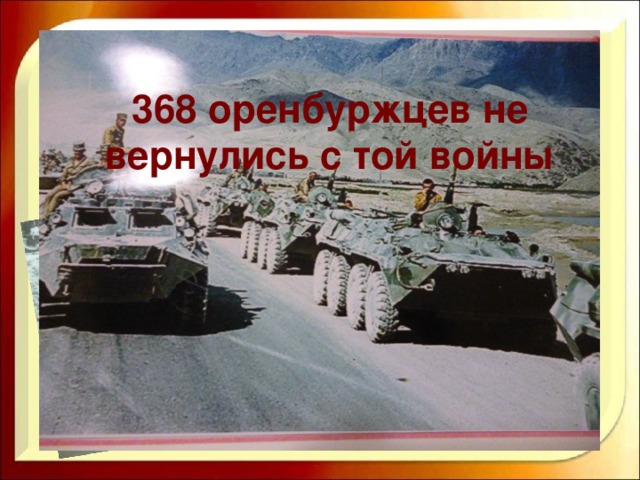 368 оренбуржцев не вернулись с той войны