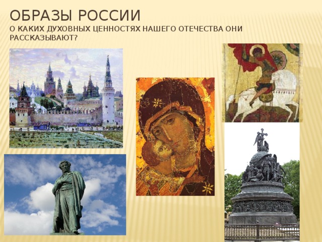 Образы России  О каких духовных ценностях нашего Отечества они рассказывают?