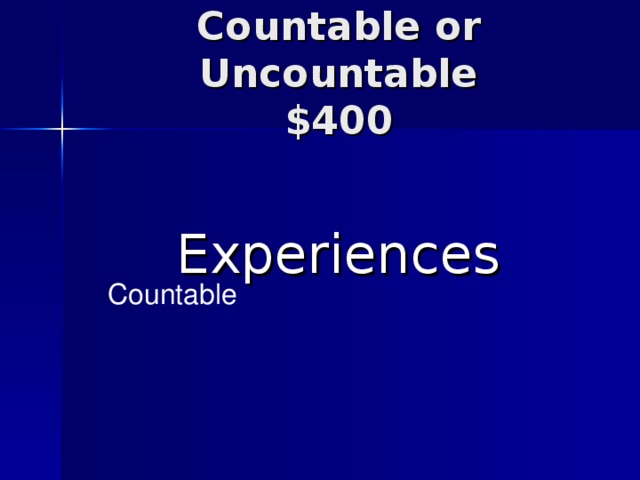 Experiences Countable