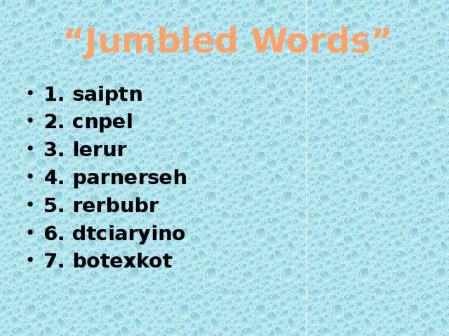  “ Jumbled Words”