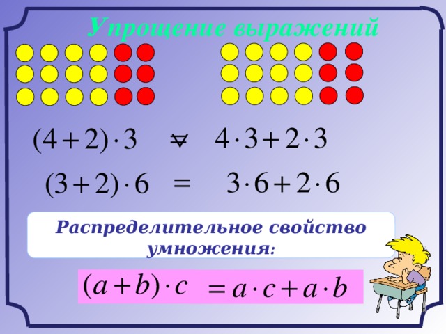 Упрощение выражений Распределительное свойство умножения :