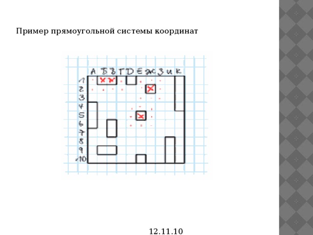 Пример прямоугольной системы координат 12.11.10