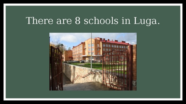 There are 8 schools in Luga.