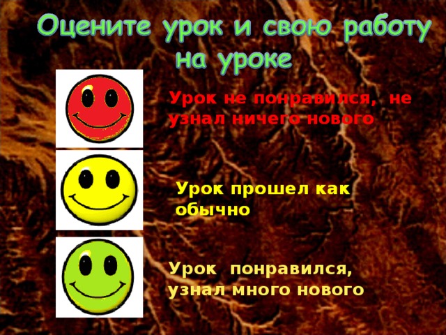 Урок не понравился, не узнал ничего нового Урок не понравился, не узнал ничего нового Урок прошел как обычно Урок прошел как обычно Урок понравился, узнал много нового