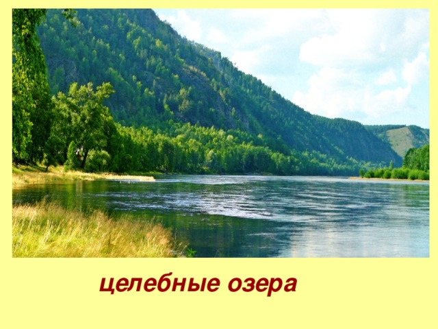 В Хакасии много озёр. Всего их насчитывается более 500, в том числе примерно 390 пресных и 110 солёных. Самое большое пресное озеро — Итколь, самое большое солёное озеро — Белё, самое солёное озеро — Тус, самое знаменитое из всех озёр — Шира. целебные озера