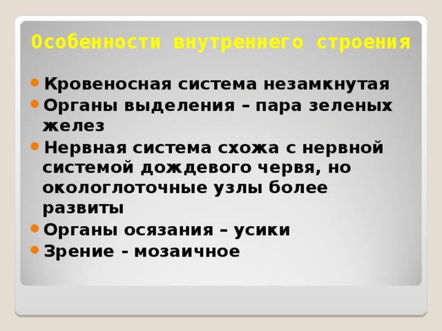 Особенности внутреннего строения