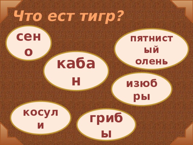 Что ест тигр? сено пятнистый олень кабан изюбры косули грибы