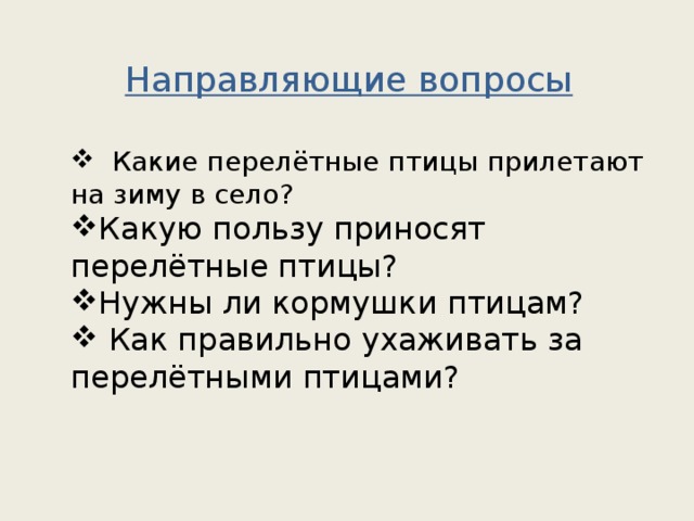 Направляющие вопросы